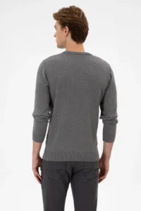 US Polo Assn. Men slim Fit Crew Neck Gray Melange Basic Sweater - Image 5