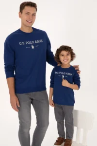 US Polo Assn. Men Regular Fit Crew Neck Indigo Thin Basic Sweatshirt - Image 3