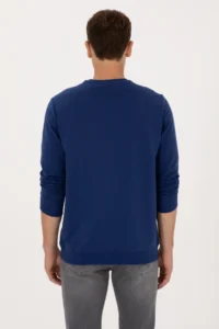 US Polo Assn. Men Regular Fit Crew Neck Indigo Thin Basic Sweatshirt - Image 5