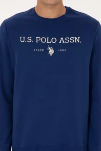 US Polo Assn. Men Regular Fit Crew Neck Indigo Thin Basic Sweatshirt - Image 6