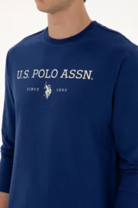 US Polo Assn. Men Regular Fit Crew Neck Indigo Thin Basic Sweatshirt - Image 7