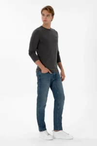 US Polo Assn. Men slim Fit Crew Neck Gray single jersey Basic Sweatshirt - Image 4