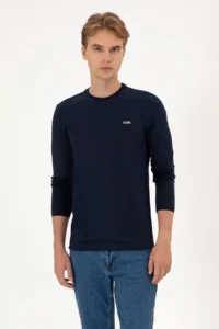 US Polo Assn. Men slim Fit Crew Neck NAVY BLUE single jersey Basic Sweatshirt