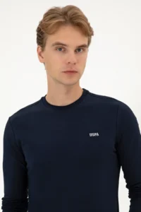 US Polo Assn. Men slim Fit Crew Neck NAVY BLUE single jersey Basic Sweatshirt - Image 2