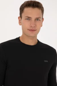 US Polo Assn. Men slim Fit Crew Neck Black single jersey Basic Sweatshirt - Image 2