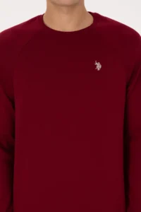 US Polo Assn. Men Regular Fit Crew Neck Burgundy Thin Basic Sweatshirt - Image 6