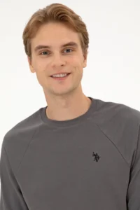 US Polo Assn. Men Regular Fit Crew Neck Gray Thin Basic Sweatshirt - Image 2
