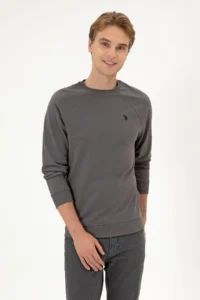 US Polo Assn. Men Regular Fit Crew Neck Gray Thin Basic Sweatshirt - Image 3