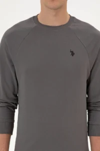 US Polo Assn. Men Regular Fit Crew Neck Gray Thin Basic Sweatshirt - Image 6