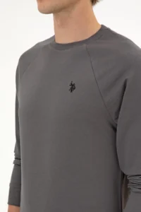 US Polo Assn. Men Regular Fit Crew Neck Gray Thin Basic Sweatshirt - Image 7