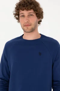US Polo Assn. Men Regular Fit Crew Neck Indigo Thin Basic Sweatshirt - Image 2
