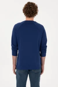 US Polo Assn. Men Regular Fit Crew Neck Indigo Thin Basic Sweatshirt - Image 5