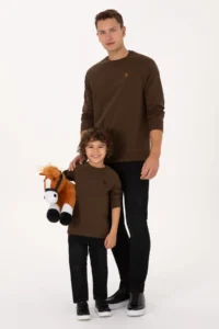 US Polo Assn. Men Regular Fit Crew Neck Brown Thin Basic Sweatshirt - Image 4