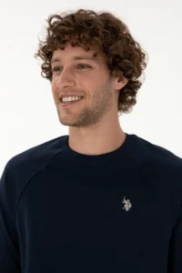 US Polo Assn. Men Regular Fit Crew Neck NAVY BLUE Thin Basic Sweatshirt - Image 2