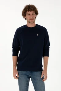 US Polo Assn. Men Regular Fit Crew Neck NAVY BLUE Thin Basic Sweatshirt - Image 3