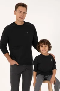 US Polo Assn. Men Regular Fit Crew Neck Black Thin Basic Sweatshirt - Image 2
