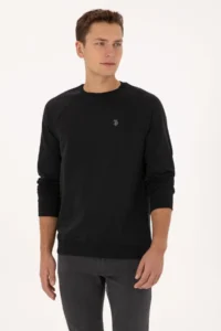 US Polo Assn. Men Regular Fit Crew Neck Black Thin Basic Sweatshirt - Image 3