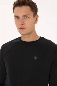 US Polo Assn. Men Regular Fit Crew Neck Black Thin Basic Sweatshirt - Image 4