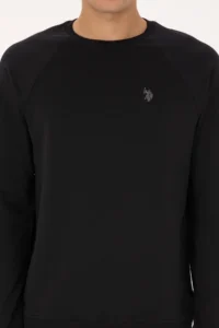 US Polo Assn. Men Regular Fit Crew Neck Black Thin Basic Sweatshirt - Image 6