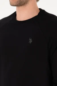 US Polo Assn. Men Regular Fit Crew Neck Black Thin Basic Sweatshirt - Image 7