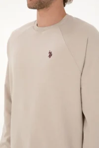 US Polo Assn. Men Regular Fit Crew Neck Stone Thin Basic Sweatshirt - Image 7