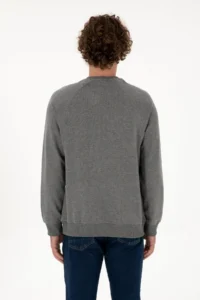 US Polo Assn. Men Regular Fit Crew Neck Anthracite Melange Thin Basic Sweatshirt - Image 5