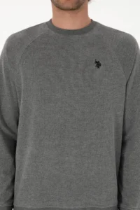 US Polo Assn. Men Regular Fit Crew Neck Anthracite Melange Thin Basic Sweatshirt - Image 6