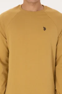 US Polo Assn. Men Regular Fit Crew Neck Mustard Thin Basic Sweatshirt - Image 6