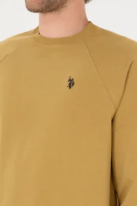 US Polo Assn. Men Regular Fit Crew Neck Mustard Thin Basic Sweatshirt - Image 7