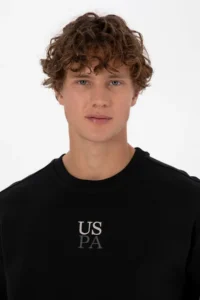 US Polo Assn. Men Crew Neck comfort Fit Black Basic Sweatshirt - Image 2