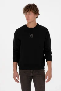 US Polo Assn. Men Crew Neck comfort Fit Black Basic Sweatshirt - Image 3