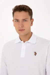 US Polo Assn. Men Regular Fit Polo Shirt Collar WHITE Basic Sweatshirt - Image 2