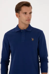 US Polo Assn. Men Regular Fit Polo Shirt Collar Indigo Basic Sweatshirt - Image 2