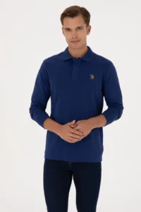 US Polo Assn. Men Regular Fit Polo Shirt Collar Indigo Basic Sweatshirt - Image 3