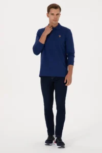 US Polo Assn. Men Regular Fit Polo Shirt Collar Indigo Basic Sweatshirt - Image 4