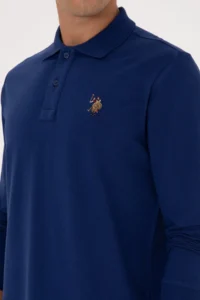 US Polo Assn. Men Regular Fit Polo Shirt Collar Indigo Basic Sweatshirt - Image 7