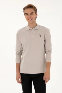 US Polo Assn. Men Regular Fit Polo Shirt Collar Stone Basic Sweatshirt