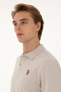 US Polo Assn. Men Regular Fit Polo Shirt Collar Stone Basic Sweatshirt - Image 2