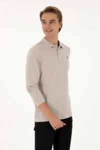 US Polo Assn. Men Regular Fit Polo Shirt Collar Stone Basic Sweatshirt - Image 3