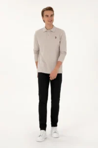 US Polo Assn. Men Regular Fit Polo Shirt Collar Stone Basic Sweatshirt - Image 4