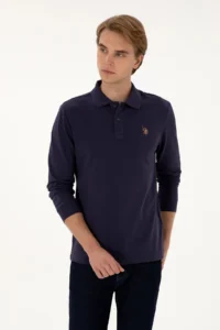 US Polo Assn. Men Regular Fit Polo Shirt Collar Plum Basic Sweatshirt