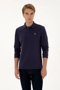 US Polo Assn. Men Regular Fit Polo Shirt Collar Plum Basic Sweatshirt - Image 3