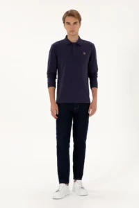 US Polo Assn. Men Regular Fit Polo Shirt Collar Plum Basic Sweatshirt - Image 4