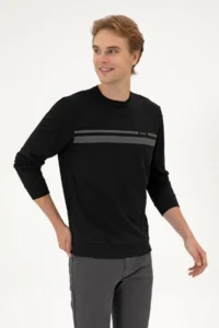 US Polo Assn. Men Regular Fit Crew Neck Black Thin Sweatshirt
