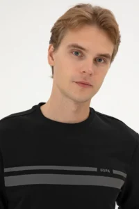 US Polo Assn. Men Regular Fit Crew Neck Black Thin Sweatshirt - Image 2