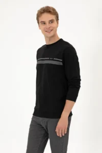 US Polo Assn. Men Regular Fit Crew Neck Black Thin Sweatshirt - Image 3