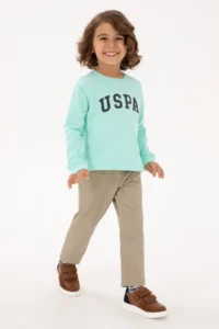 US Polo Assn. Boys' Green Basic Crew Neck Sweatshirt - Image 2