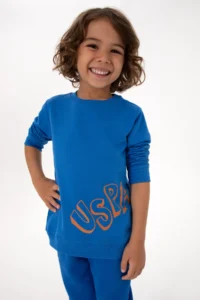 US Polo Assn. Boys' DARK BLUE Crew Neck Basic Sweatshirt