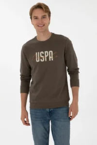 US Polo Assn. Men Regular Fit Crew Neck Mink Thin Sweatshirt