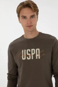 US Polo Assn. Men Regular Fit Crew Neck Mink Thin Sweatshirt - Image 2